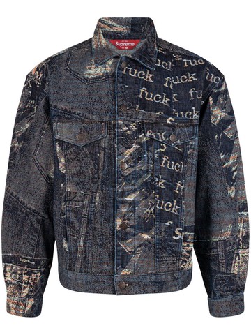 Supreme - Archive denim jacquard trucker jacket - unisex - Cotton - L - Blue