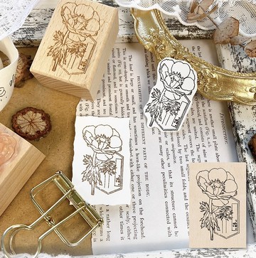 情詩 (花印章) 木質手帳印章