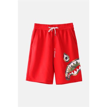 XXX鯊魚系列潮牌休閑短褲男夏季寬松透氣印花針織五分褲男士M7975