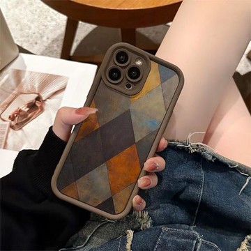 復古拼色菱格適用三星s23ultra手機殼s25s22硅膠s24fe創意s21+s21fe個性a55a54男女a15a25全包a35a53防摔a52