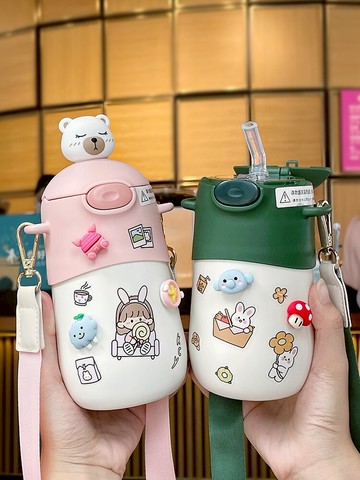 兒童保溫杯ins高顏值吸管水杯女生可愛網紅新款男士男童杯子