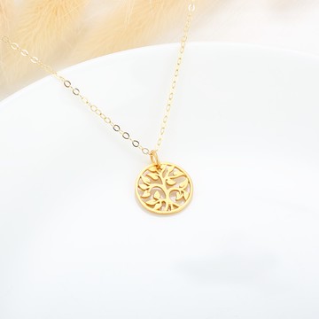 【Angel & Me】守護 生命樹 s925 純銀 厚鍍 24k純金 項鍊 基督