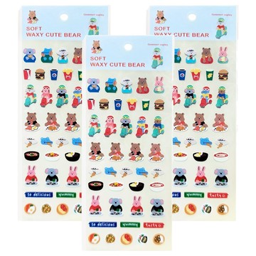 德德小品集 萌熊販賣機裝飾貼紙 SO SOFT WAXY CUTE BEAR  甜桃夢游記 白色  3張