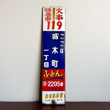 隱物 日本昭和名古屋城木町路名鐵牌