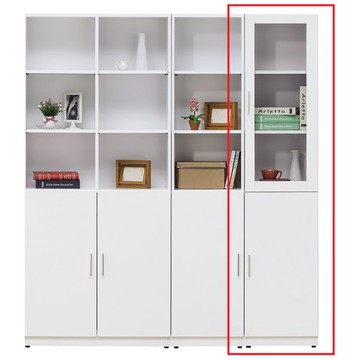 艾美白色1.3尺二門書櫃(右開)