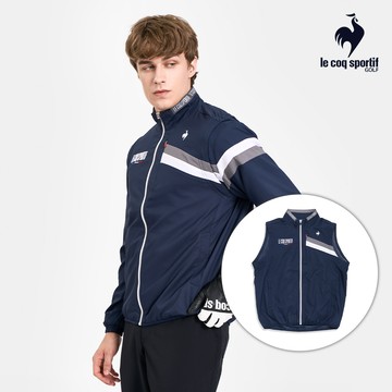 【LE COQ SPORTIF GOLF公雞高爾夫】男款深藍色透氣舒適袖子可拆卸設計品牌經典設計暢銷款外套 QGV6J600