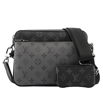 LV Monogram TRIO 三合一郵差包(黑灰色)