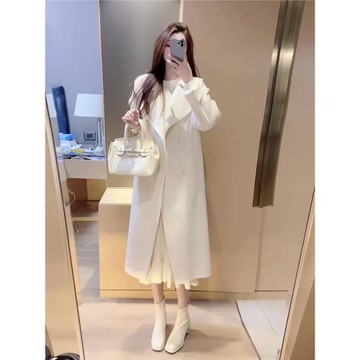 粉色雙面羊絨大衣女2025年秋冬季新款韓版英倫小個子中長款呢子