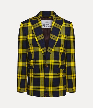 Vivienne Westwood One Button Jacket Moonshine Tartan Navy-yellow 52 Men