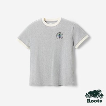 Roots 女裝- ROOTS LANDSCAPE RINGER 短袖上衣-灰色