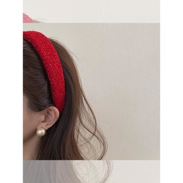 圣誕節紅色頭飾高顱頂寬邊發箍女秋冬網紅2025年新款百搭外出頭箍