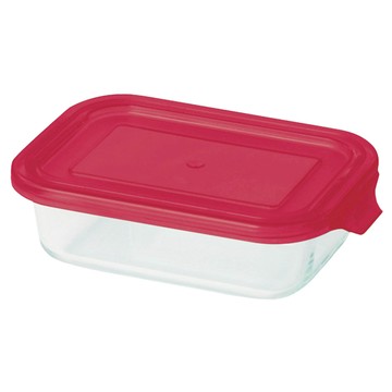 PEARL LIFE 珍珠金屬 Pyrex 耐熱玻璃長方形儲存罐 CP-8614  350ml  1個