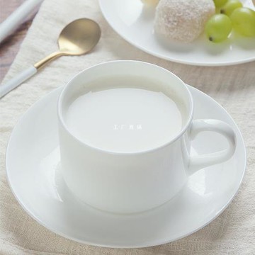陶瓷白色骨瓷接待釉下彩意式咖啡杯碟套裝歐式帶碟下午茶杯牛奶杯