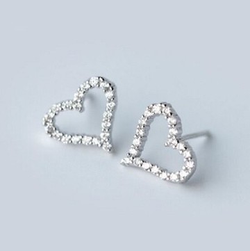 現貨+預購 925純銀耳環 鑲鑽耳飾-閃耀愛心精緻母親節生日情人節禮物女飾品73ag41【獨家進口】【米蘭精品】