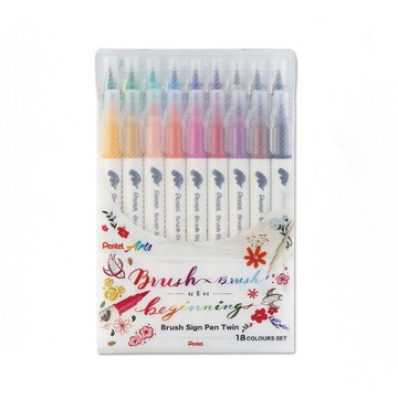 【Pentel 飛龍】雙頭柔繪筆 18色 /盒 SESW30C-18