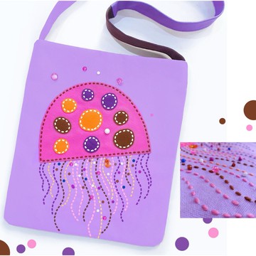 手工刺繡 療癒繫手工托特包，14 盎司帆布材質，別緻設計，尺寸 12x14 英吋。