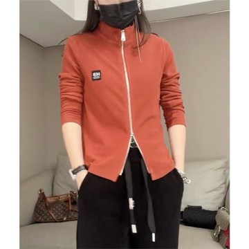 2025冬新款長袖雙面德絨立領開衫女修身顯瘦百搭設計感雙拉鏈上衣