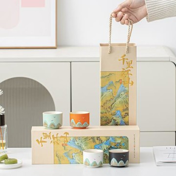 千里江山茶杯故宮文創陶瓷國潮主人杯手繪個人品茗杯茶杯禮盒禮品