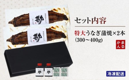 特大うなぎ蒲焼き2本セット（タレ・山椒付き）（合計：300～400ｇ)