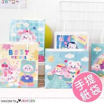 【隔日配】  卡通奶油小熊手提紙袋 包裝袋 禮品 購物袋【1C030N342】
