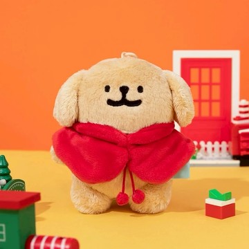 【線條小狗】絨毛吊飾-披風小金/小金【墊腳石】鑰匙圈