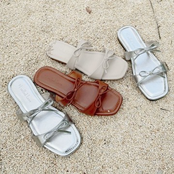 【I called Love】MIT大尺碼兩槓雙結平底拖鞋