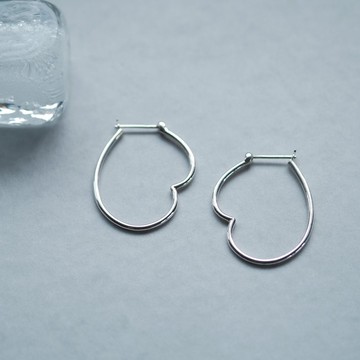 愛心 圈形 耳環 925銀