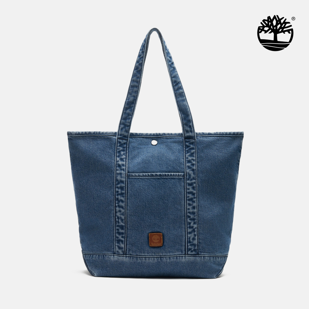 中性藍色單寧牛仔托特包|A6F6HA2X