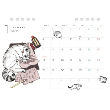 【預購】今晚有貓伴身邊《夜は猫といっしょ》2027年桌上型月曆 桌曆【東京卡通漫畫專賣店】