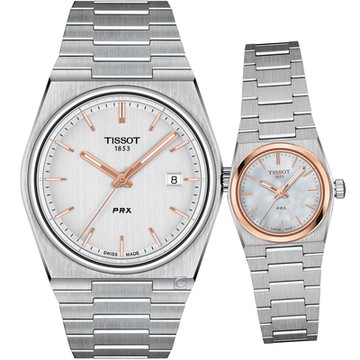 TISSOT 天梭錶 PRX 40 205 復古新浪潮時尚對錶 聖誕節 禮物-T1374101103100+T1370102111100