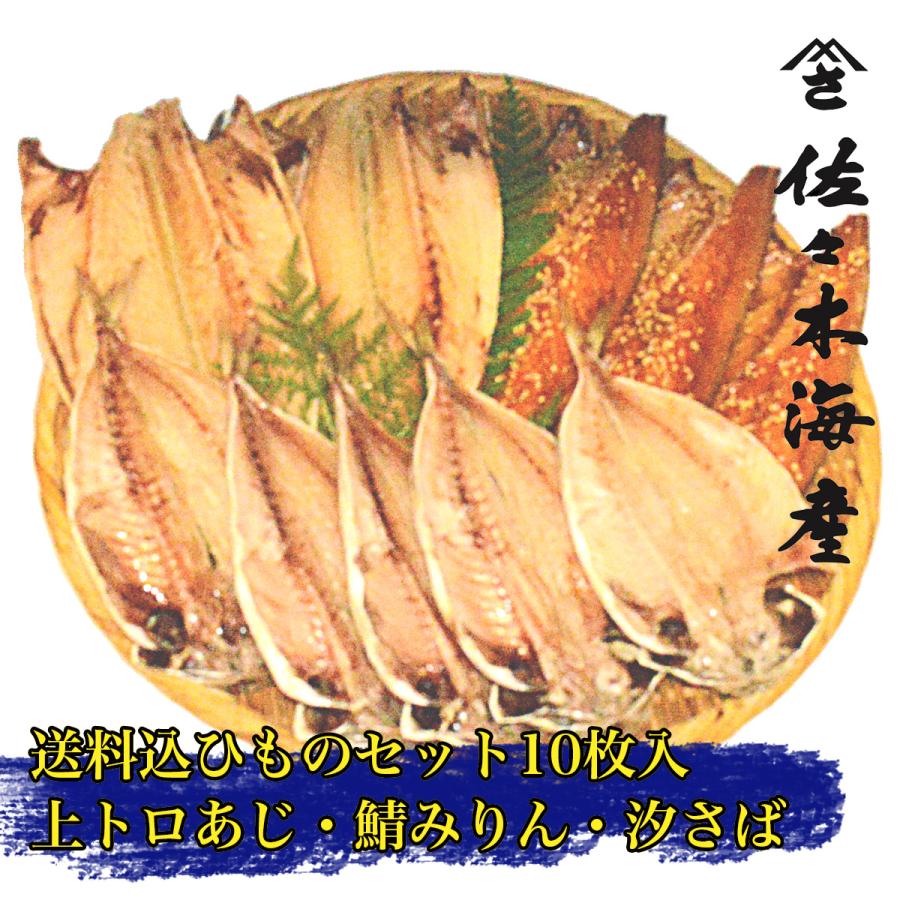 ランキング入賞 渚B 送料込み干物10枚セット 上トロあじトロさば味醂干し塩サバ 父の日ギフトお取り寄せ送料無料鯵アジ鯖みりん干しひもの詰め合わせ