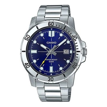 CASIO DRESSSeries Business Men'ses Silver/Blue Stainless Steel Strap Mens SilverBlue Analog