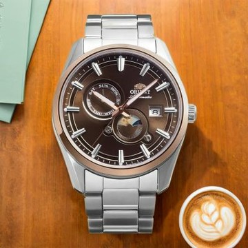 ORIENT 東方錶 Sun & Moon 系列 日月相機械錶 開學換新季 送禮推薦-咖啡/41.5mm RA-AK0313Y