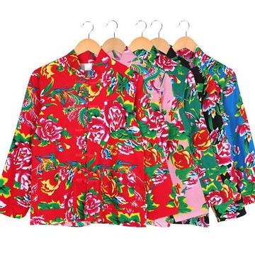 臺南出貨 東北大花佈衣服複古搞笑姐妹裝廣場舞蹈秧歌服伴娘網紅年會演齣服 K B H