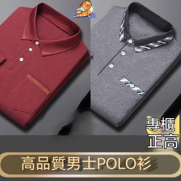 🔥【中老年男裝】排汗透氣長袖t恤翻領上衣 polo衫長袖 爸爸衣服POLO衫 男士上衣 成熟男234