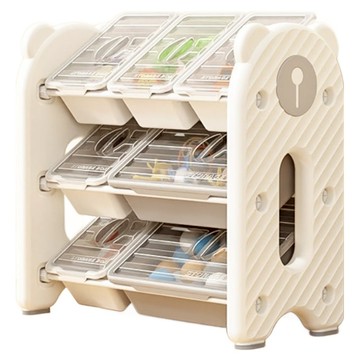 lilikoko 哩哩摳摳 萌熊鐵桿收納架 組合2  3層  玉蓮白