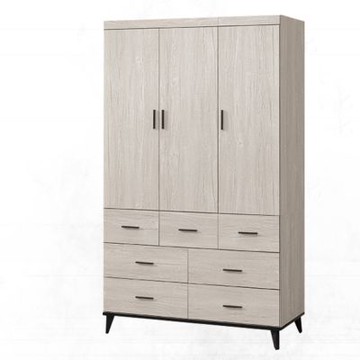 文創集 凱曼4尺三門七抽衣櫃 -120x59x200cm免組