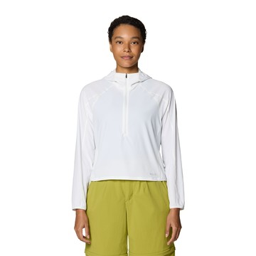 Mountain Hardwear Sunshield Hoody 防曬抗臭長袖半拉鍊連帽短版上衣 女款 霧堤白 #2110511