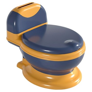哩哩摳摳 LILIKOKO 兒童仿真馬桶 PVC軟墊 柔軟親膚 加高加深便槽 主體可拆洗 底部防滑墊 1-8歲適用  藍黃色