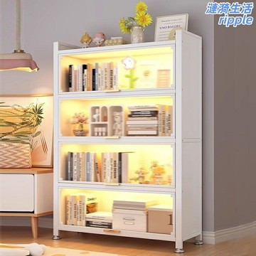 【防塵收納】鋼製書櫃 書架 書櫃 展示櫃 收納櫃 多層置物架 兒童書房臥室適用 帶門防塵 環保烤漆 多層可調