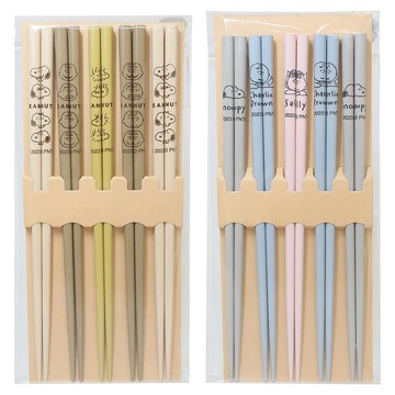 Kamio Snoopy 天然木筷五入組 木頭筷子 22cm 史努比