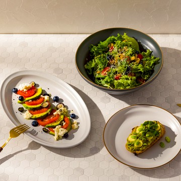 WAGA 經典系列 超值餐具套組｜樸質白玉｜三件組 含橢圓盤