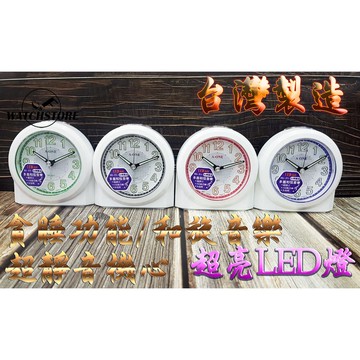 C&F 【A-one】附贈電池 MIT台灣製造 彩色LED燈超靜音和旋音樂鬧鐘 小夜燈/貪睡功能 TG-0167