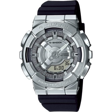CASIO 卡西歐 G-SHOCK 金屬色雙顯電子錶-百搭銀 GM-S110-1A
