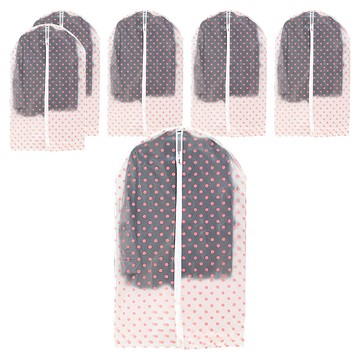 Osun 半透明霧面質感衣物/西裝/套裝防塵套 CE-236 M(100 x 60cm)  粉紅波點  6個