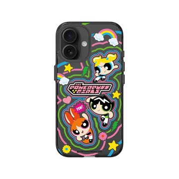 iPhone 16 Clear (相機按鈕) 酷墨灰 - The Powerpuff Girls 飛天小女警 - 可愛小女警線條款