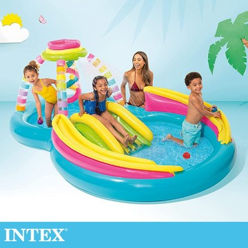 【INTEX】彩虹基地戲水游泳池/泳池/小滑水道/兒童泳池/充氣泳池/戲水池/遊戲池 適2歲+  (56137NP)