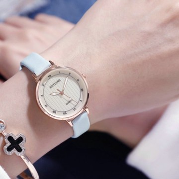 MSTIANQ 米士奇 妳的名字-好穿搭櫻花粉可愛日系少女手錶-淺藍/30mm