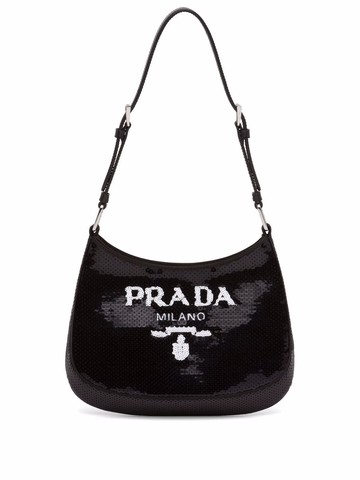 Prada - Cleo sequinned shoulder bag - women - Sequin - OS - Black