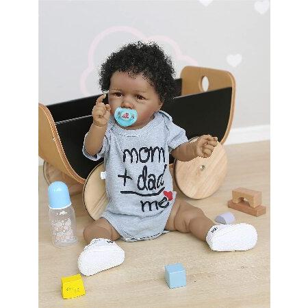 ANANO 22 Inch Black Reborn Baby Doll African American Black Skin